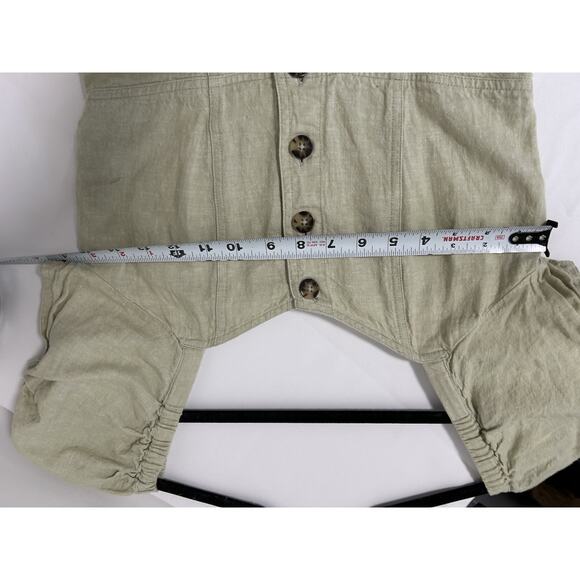 Madewell Linen Milkmaid Dress Full Button Puff Sleeves Green Size 2 Womens Boho - Picture 6 of 8